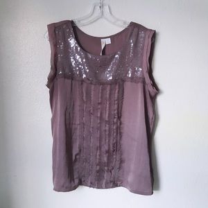 Adiva Sleeveless Sequin Embellished Frayed Blouse